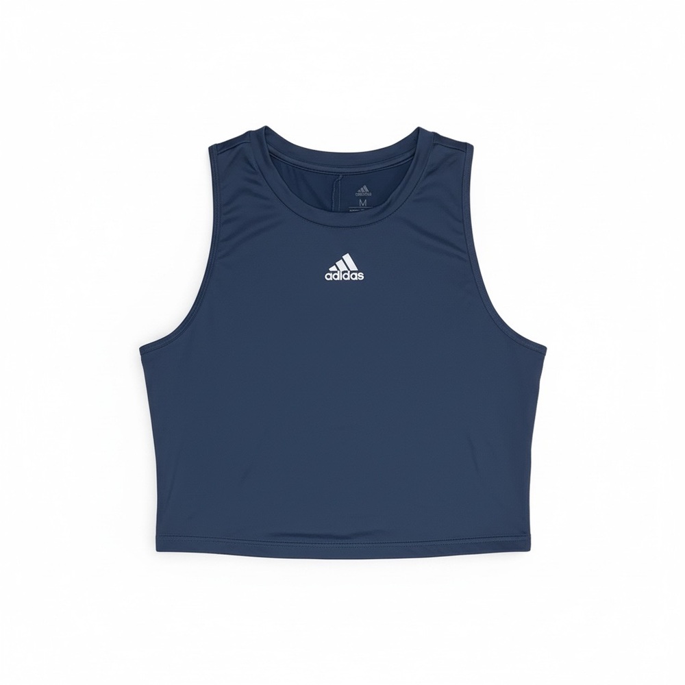 Adidas Crop Top‎ Women’s Medium Blue White Logo Sleeveless Gym Tank